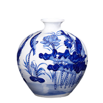 Kompatibel porcelæn til Jahrriesnge relief lotus vase cna0904 Kompatibel porcelæn Jahrriesnge til relief lotus vase cna0904
